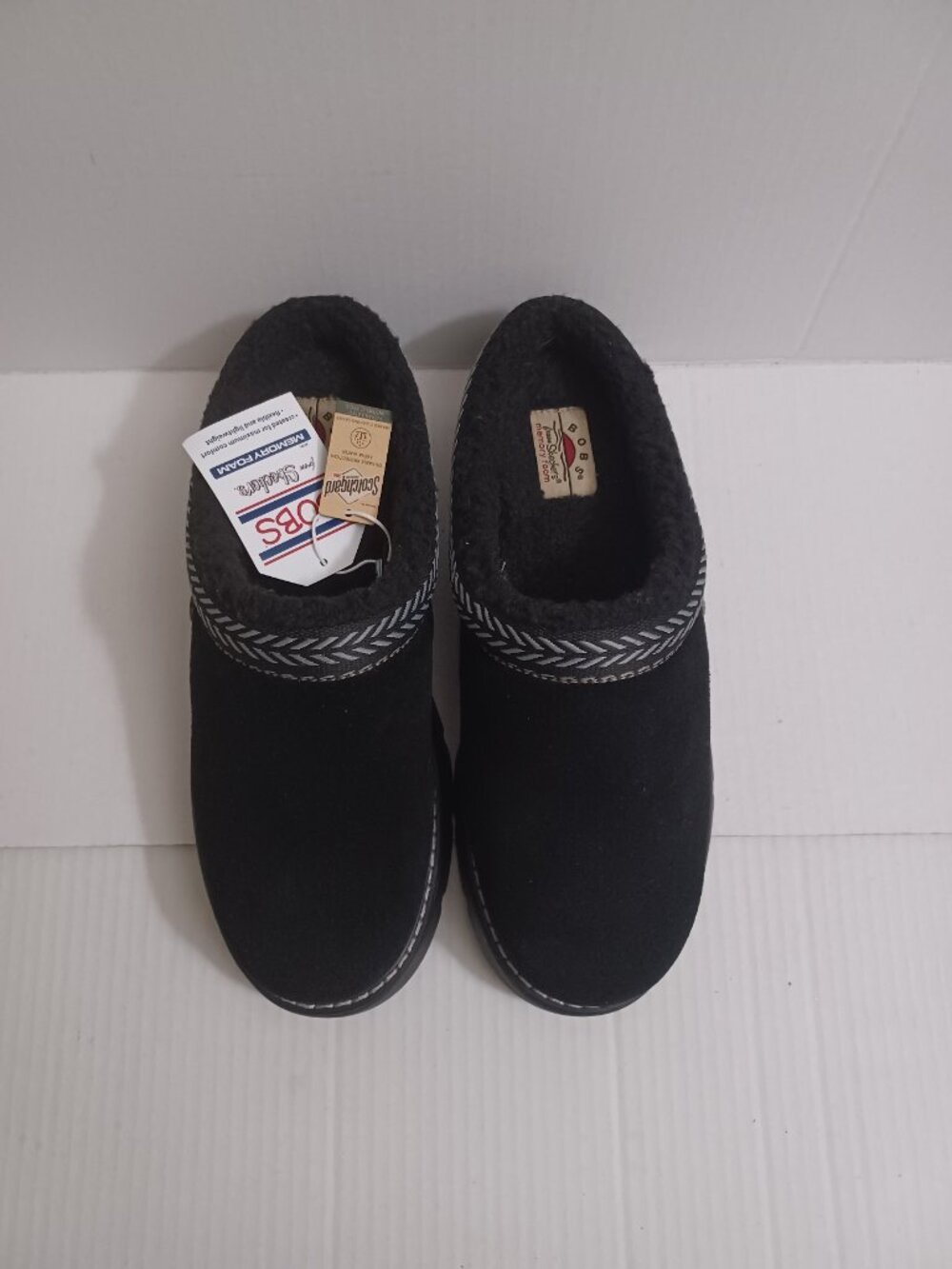 SKECHERS BOBS KEEPSAKES LITES FUZZY DREAMS SLIP ON CLOGS BLACK WOMEN'S SIZE 11